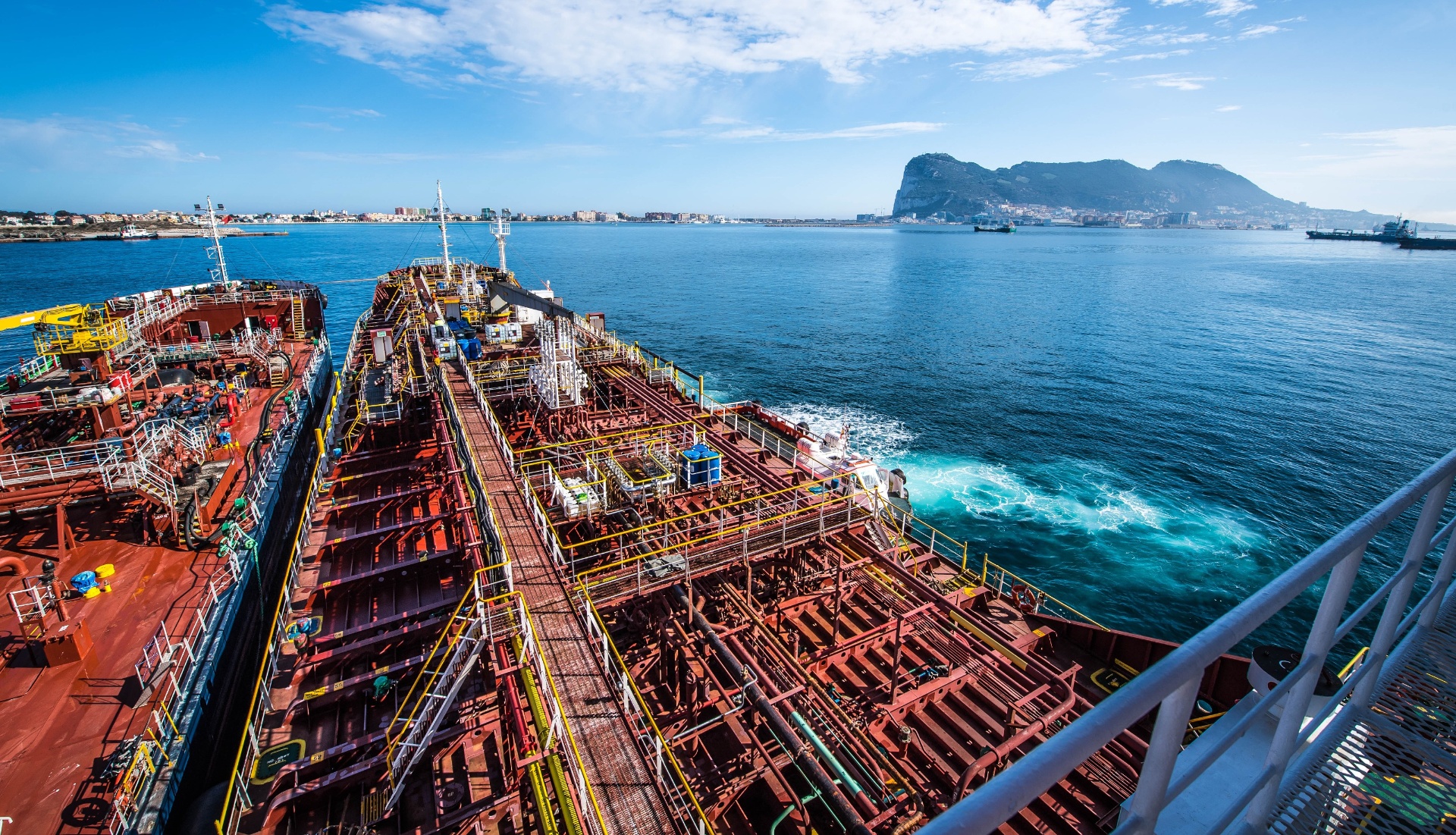 Bay of Gibraltar with vessels and the Rock in the background