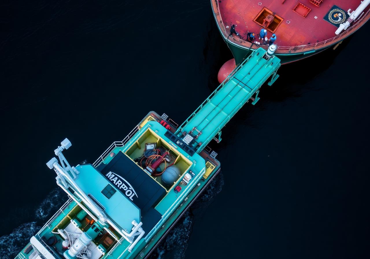 MARPOL waste reception barge alongside a tanker